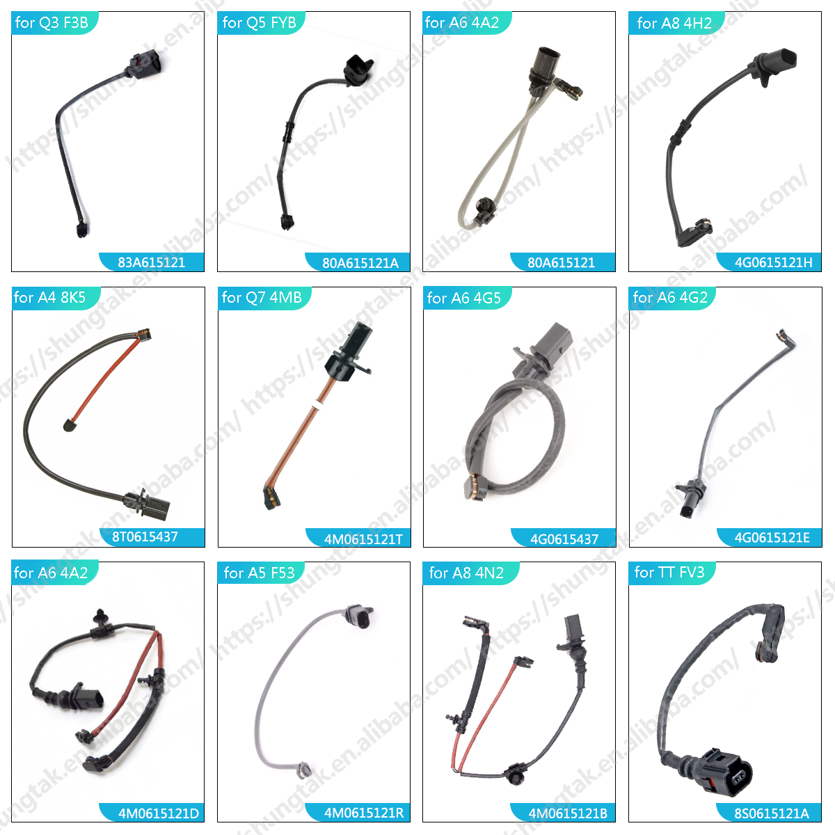 ShungTak Front Brake Pad Wear Sensor OE 4G0615121 for Porsche Audi Volkswagen MACAN 95B Phateon A6 A7 RS4 RS5 RS6 RS7