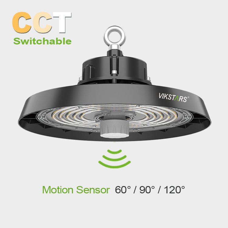 170lm/w UFO High Bay Lights 200W 240W with 3 CCT Switchable For Industrial Emergency Warehouse Lighting With Motion Sensor