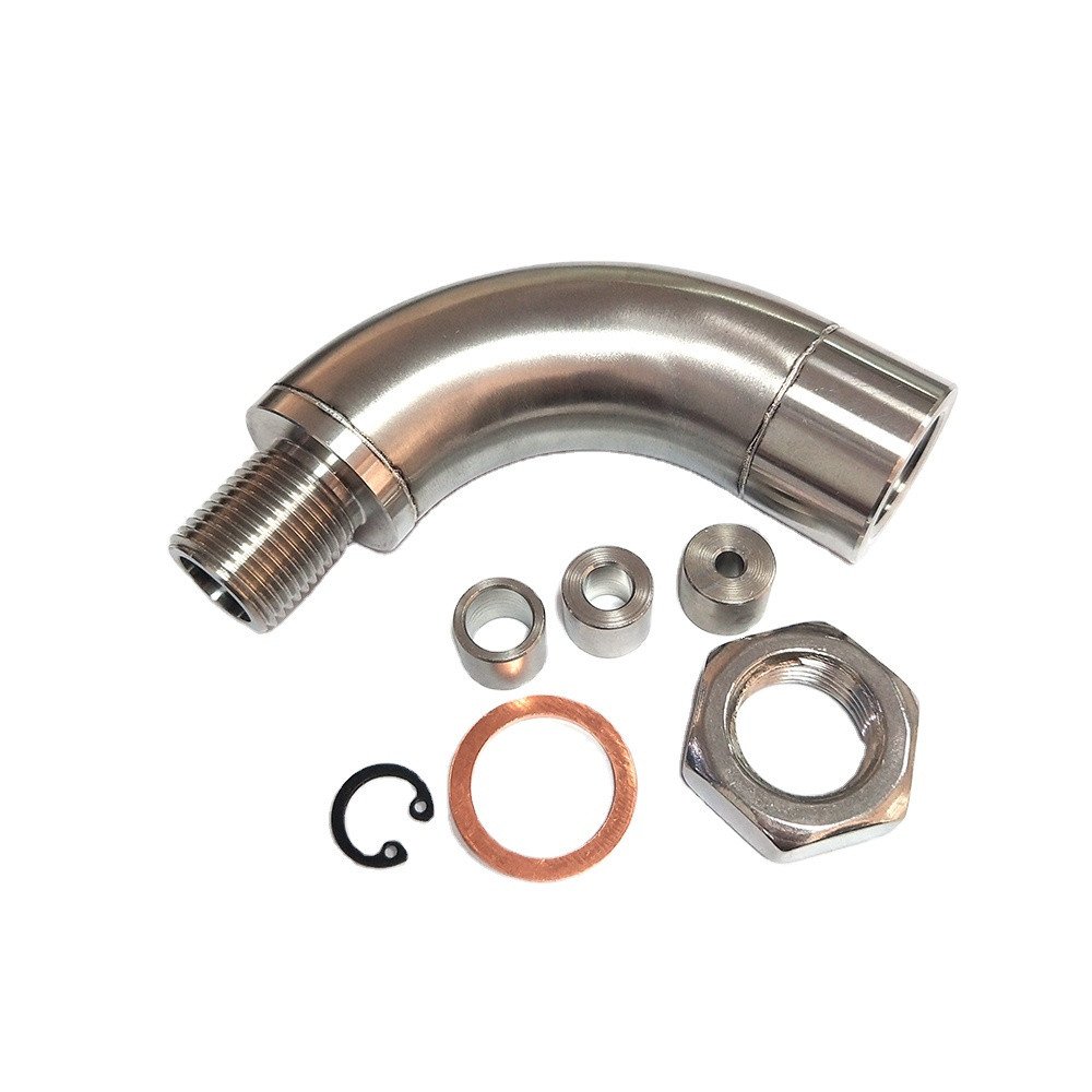 Stainless Steel J Type Bent O2 Oxygen Sensor Exhaust Pipe Fittings O2 Sensor with Adjustable Gas Flow Inserts
