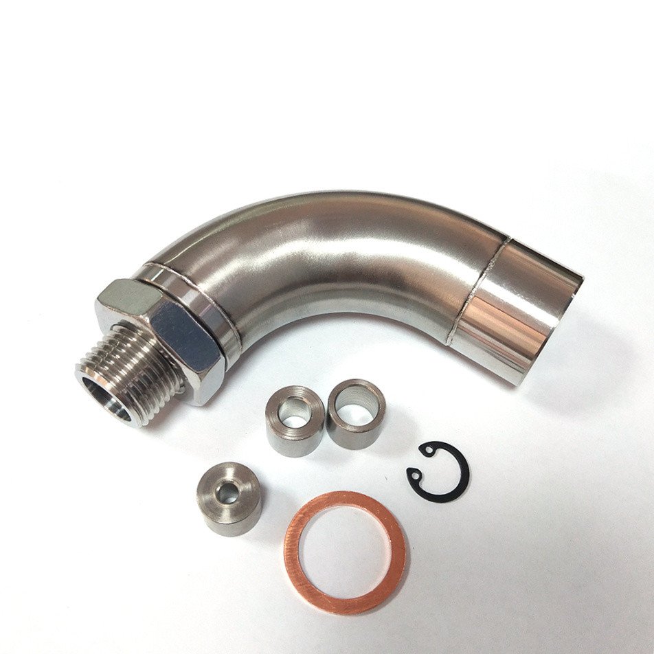 Stainless Steel J Type Bent O2 Oxygen Sensor Exhaust Pipe Fittings O2 Sensor with Adjustable Gas Flow Inserts