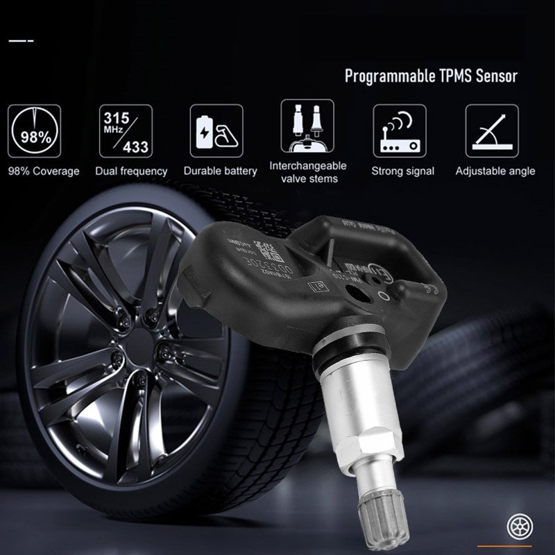 Programmable Tpms Sensor Car 433mhz+315mhz Programme Universal TPMS Tire Pressure Gauge Monitoring System Sensor