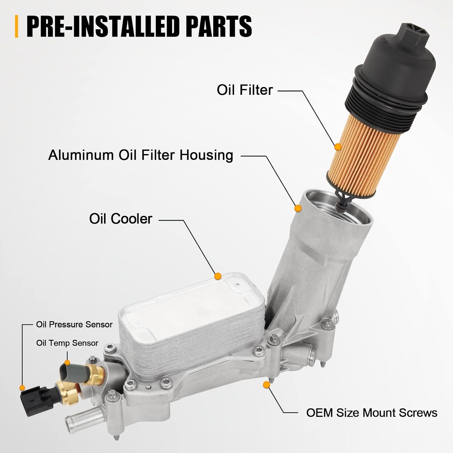 3.6L Aluminum Oil Filter Housing Kit with Cooler Sensors and Gaskets for 2011-2016 Chrysler,Dodge Challenger,Wrangler,Ram