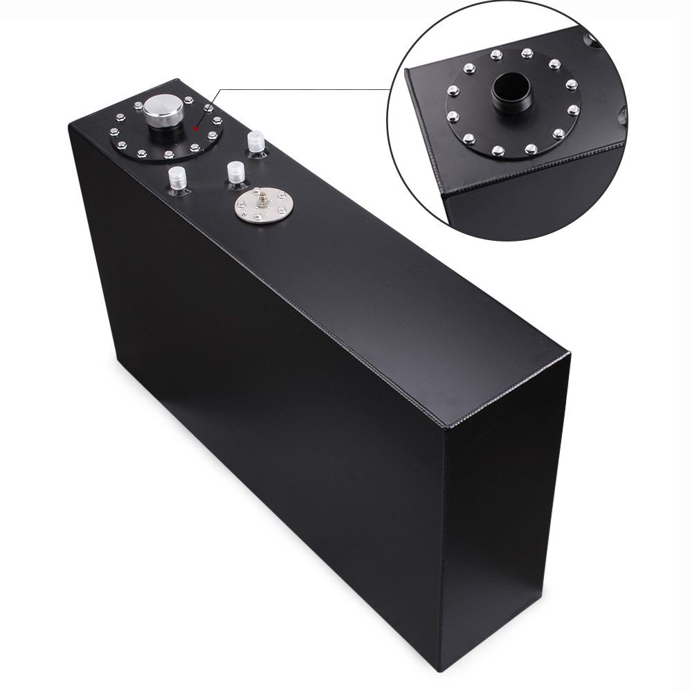 Universal Aluminum 58L Fuel Tanks Fuel Surge Tank Mirror Polish Fuel Cell with Cap/Foam Inside with Sensor