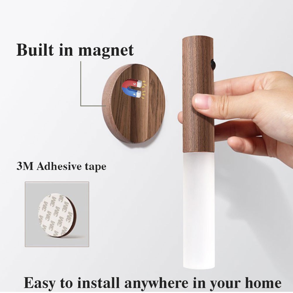 Auto LED USB Magnetic Wood Wireless Night Light Corridors Porch Lights Motion Sensor Wall Light Cabinet Lamp Night led
