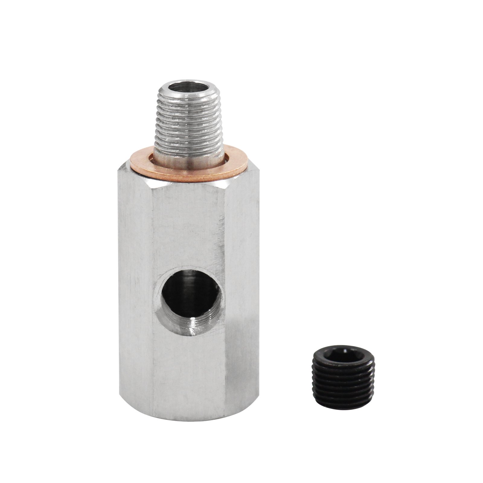 Car Auto 1/8 BSPT Oil Pressure Sensor Tee To NPT Fitting Turbo Feed Line Parts Turbo Oil Feed Adapter Fitting Auto Parts