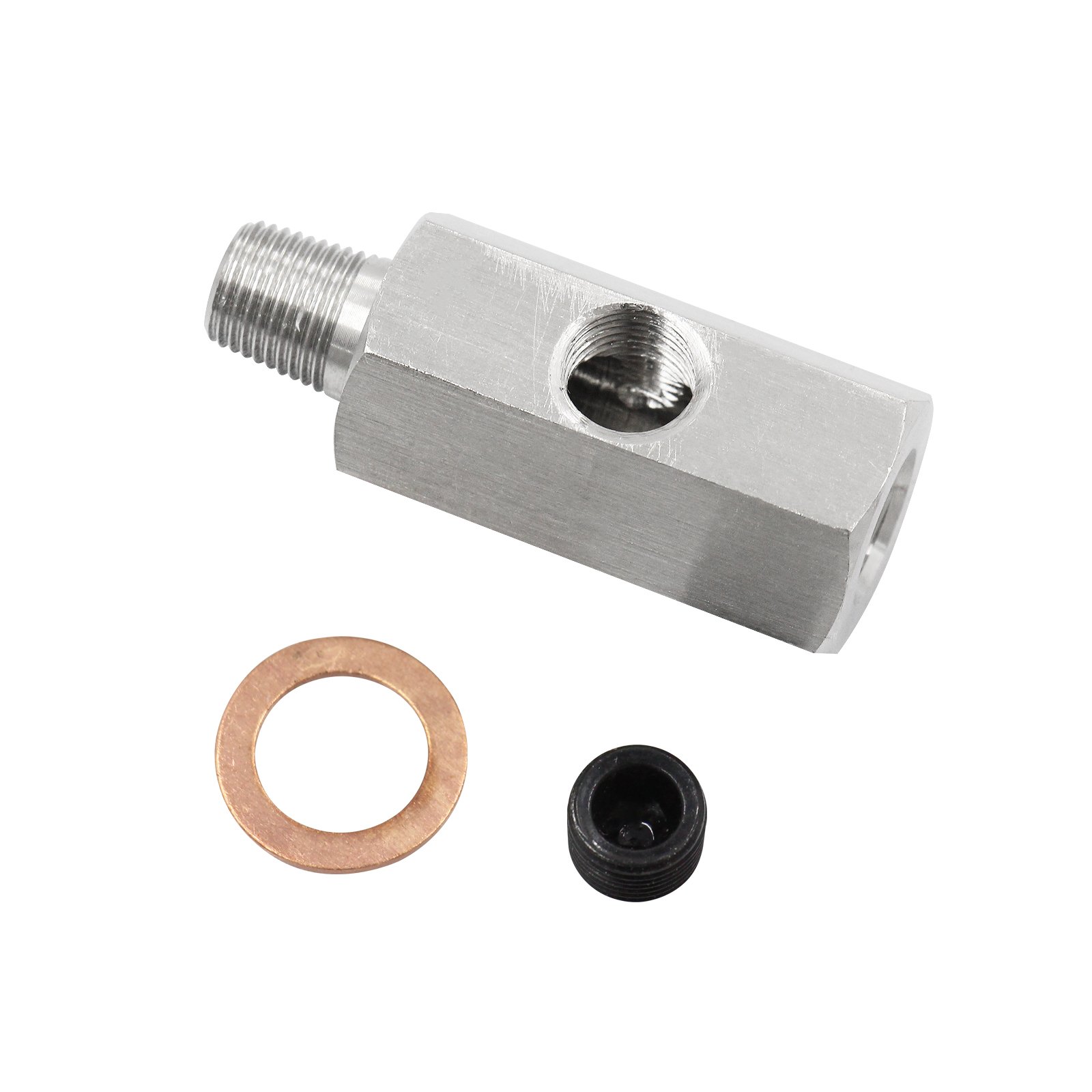 Car Auto 1/8 BSPT Oil Pressure Sensor Tee To NPT Fitting Turbo Feed Line Parts Turbo Oil Feed Adapter Fitting Auto Parts