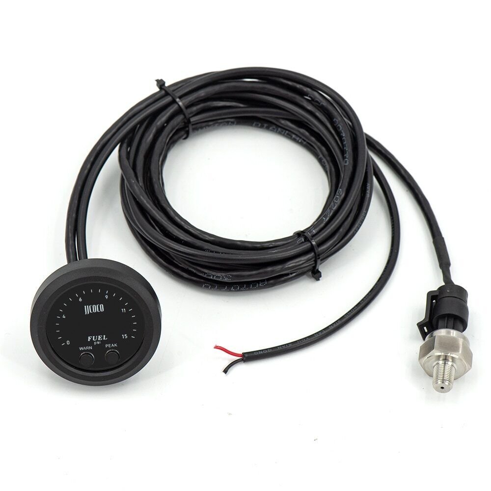 Universal 2" 52mm Electronic Fuel Pressure Gauge Ultra-Thin with 1/8 Npt Sensor 0-15psi Black Auto Parts