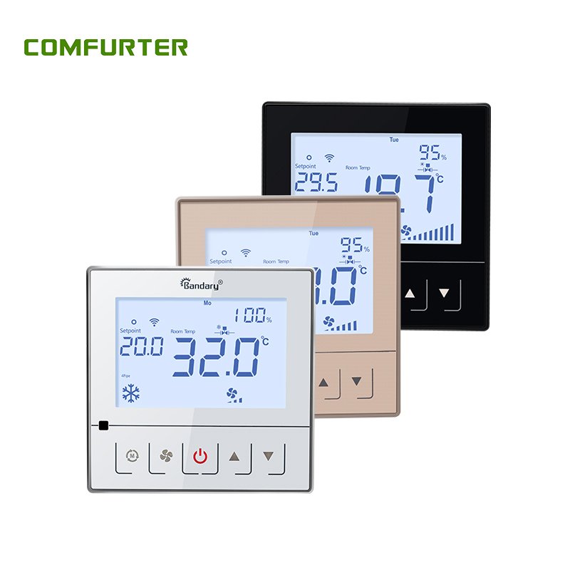 Comfurter Customized Modbus RS485 Fan Coil Unit FCU Wifi Tuya Auto Programmable Room Thermostat with RS485