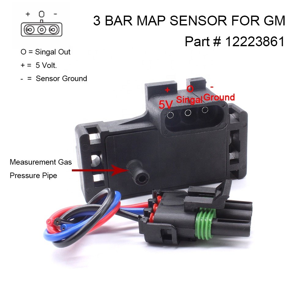 12223861 3bar 3 bar MAP Manifold Absolute Boost Pressure Sensor With Pigtail Wire Harness For GM Buick GMC Chevrolet AS210
