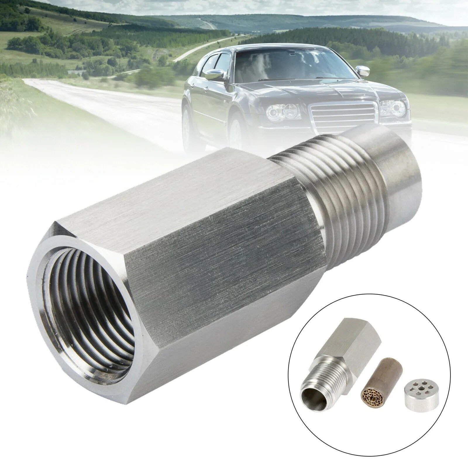 Universal Stainless Steel M18*1.5 Straight O2 Sensor Oxygen Sensor Mini Catalytic Converter