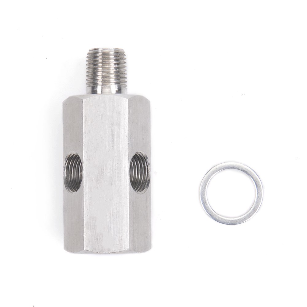 1/8'' NPT Oil Pressure Sensor Tee to NPT Adapter Turbo Supply Feed Line Meter