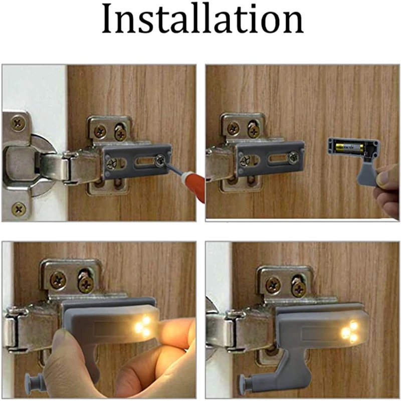 10pc Universal LED Inner Hinge Lamp Cabinet Induction Lights Wardrobe Cupboard Sensor Lights Bedroom Kitchen Closet Night Lamp