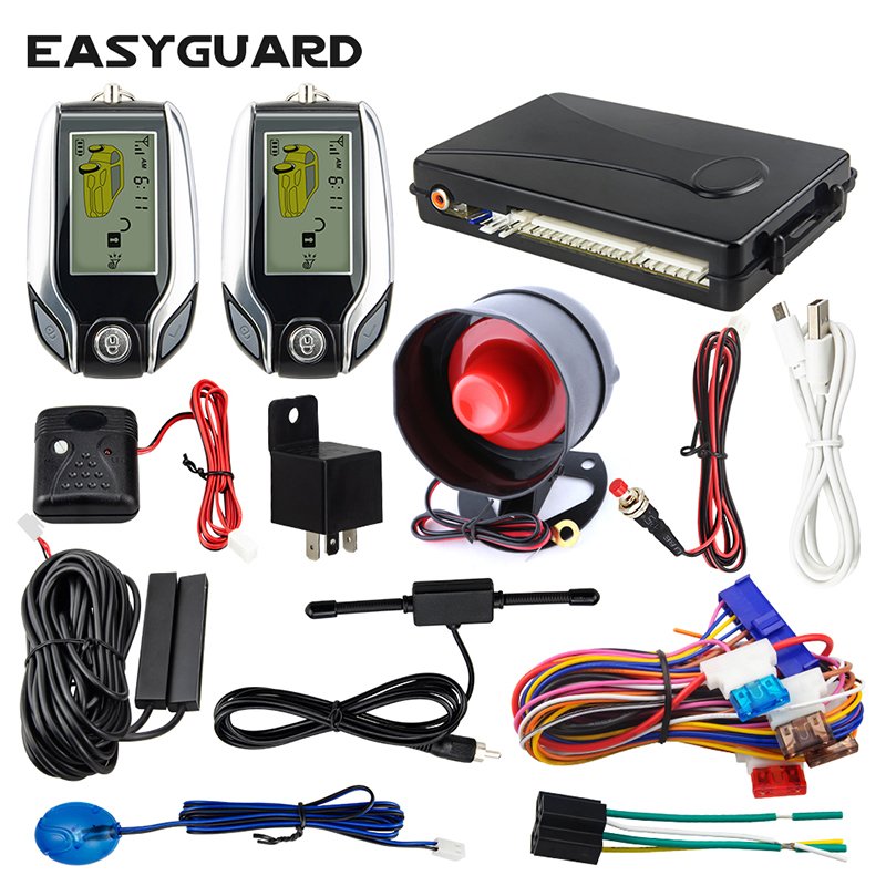 2 Way pke Car Alarm System LCD Pager Display auto lock unlock security vibration alarm shock sensor security universal