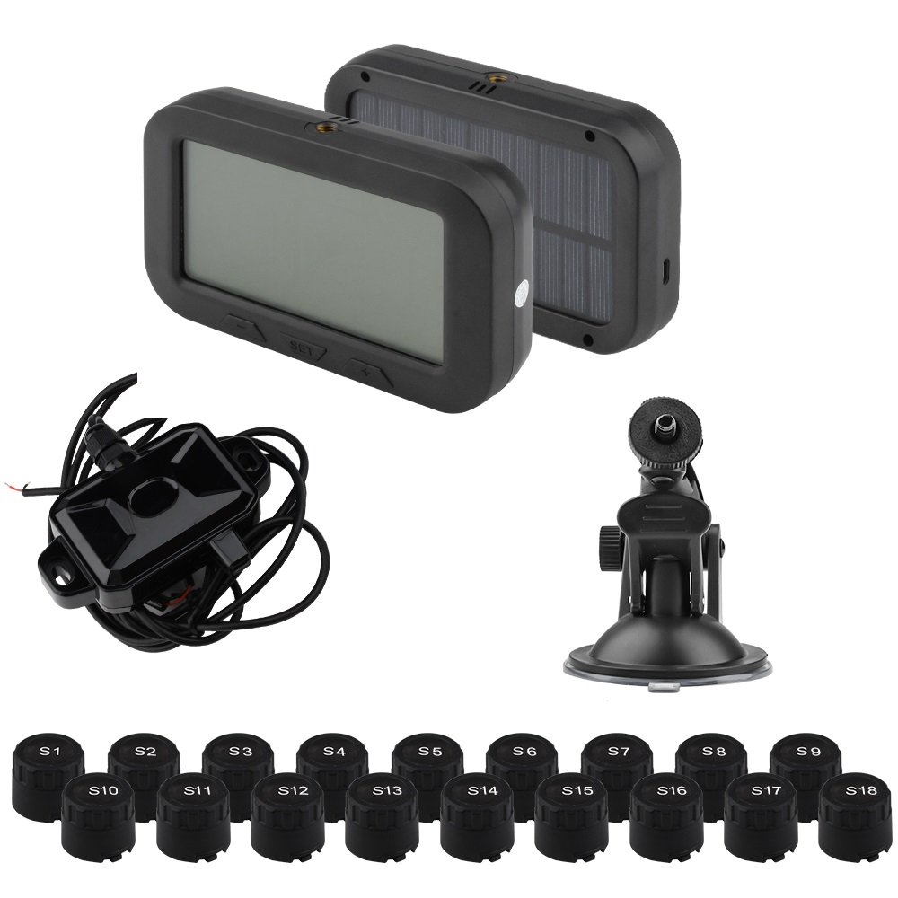 Truck Bus Lorry Solar TPMS LCD Display Tire Pressure Monitor System Tyre Pressure Monitor 0-12bar With 8 10 12 18External Sensor