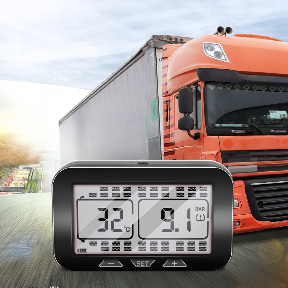 Truck Bus Lorry Solar TPMS LCD Display Tire Pressure Monitor System Tyre Pressure Monitor 0-12bar With 8 10 12 18External Sensor