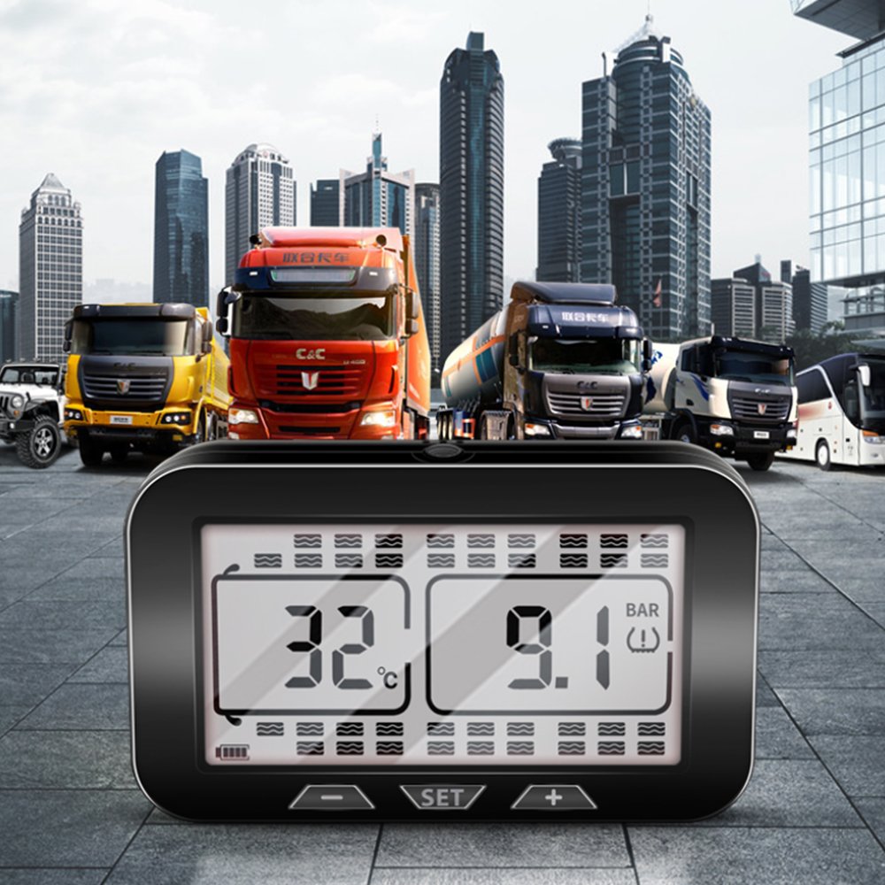 Truck Bus Lorry Solar TPMS LCD Display Tire Pressure Monitor System Tyre Pressure Monitor 0-12bar With 8 10 12 18External Sensor