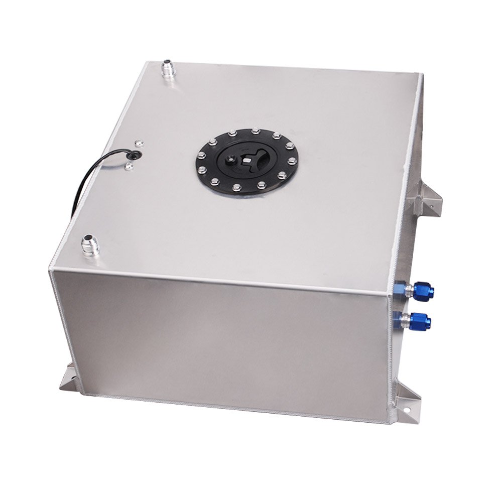 60L Universal Aluminium Mirror Polished Buffer Oil Reservoir Tank Fuel Cell Can Fuel Surge Tank with Sensor Cap Foam Inside