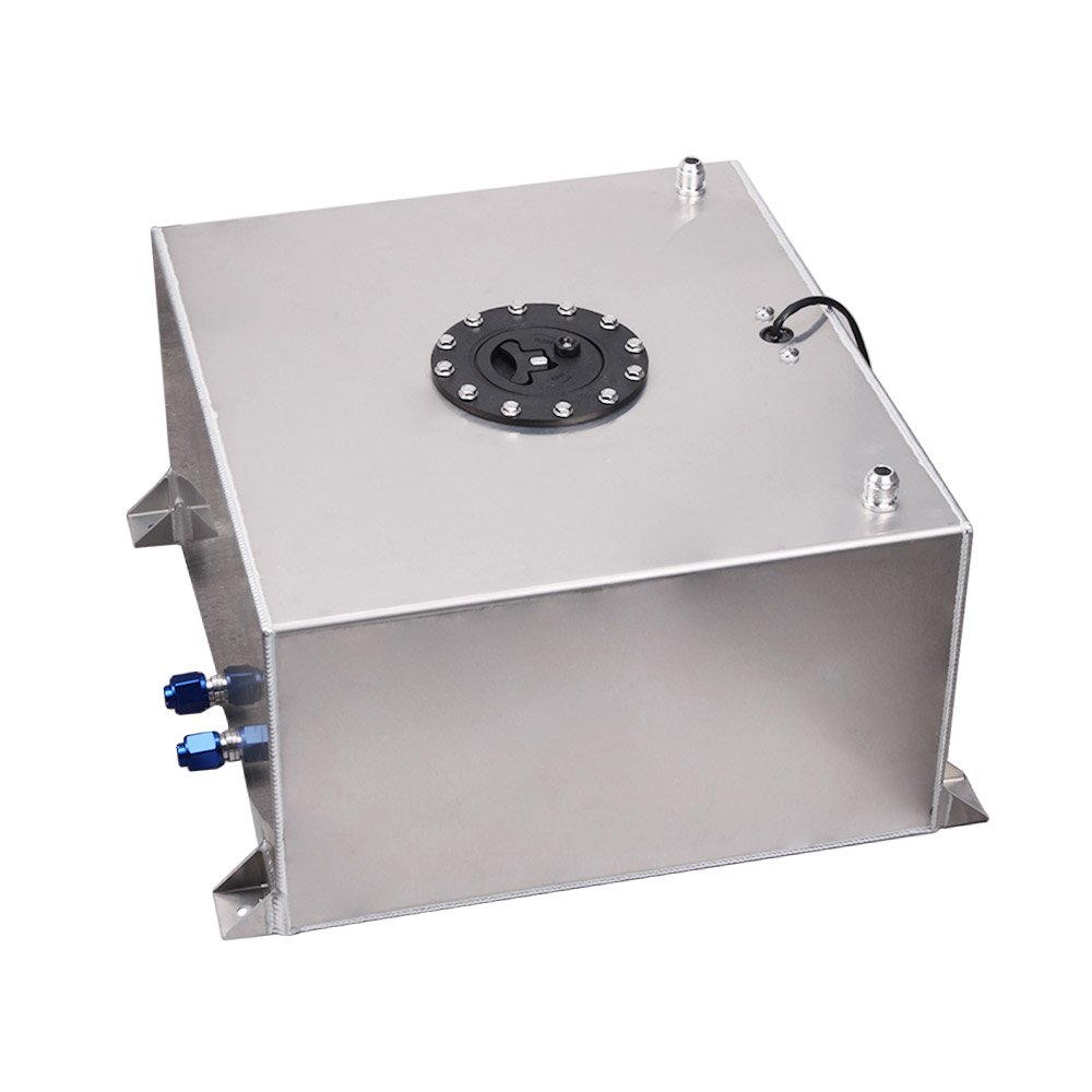 60L Universal Aluminium Mirror Polished Buffer Oil Reservoir Tank Fuel Cell Can Fuel Surge Tank with Sensor Cap Foam Inside