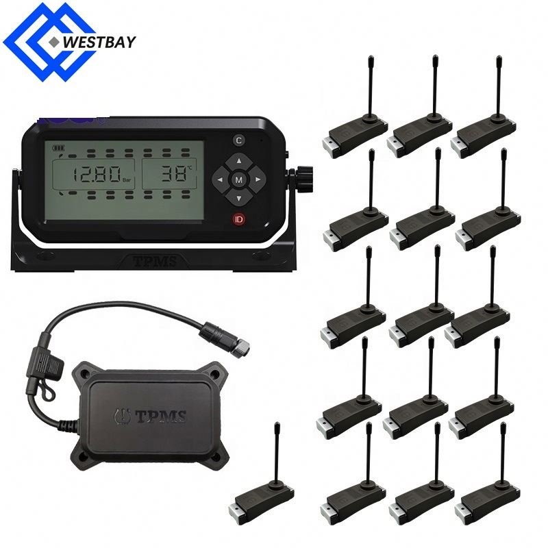 Westbay 6 8 10 12 14 24 Sensors Wheels Truck TPMS Tyre Pressure Monitor System 203Psi for Truck Car Bus Vans