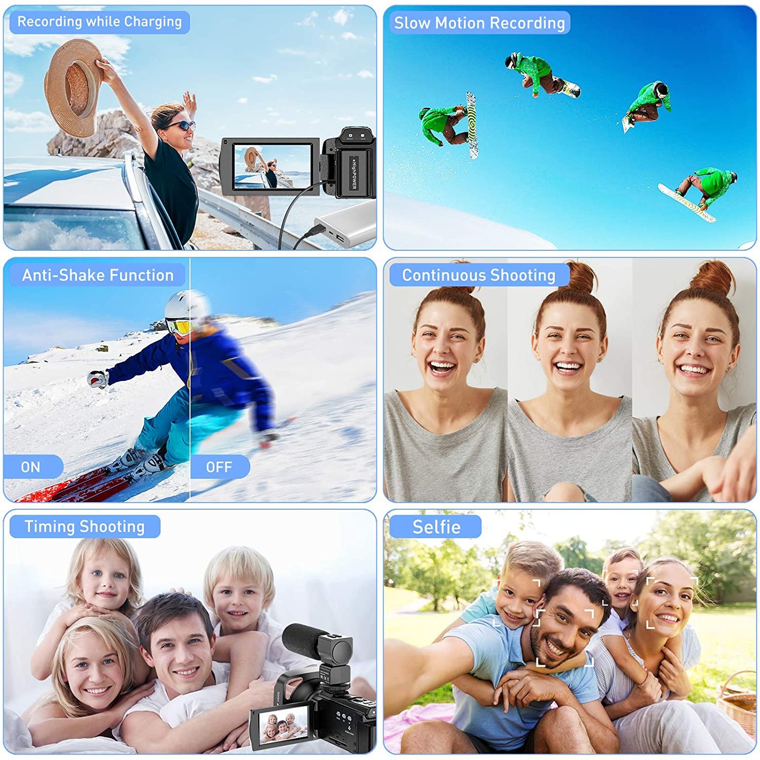 Video Camera 4K Camcorder Ultra HD 48MP Night Vision Vlogging Camera 16X Digital Zoom YouTube Camera Recorder