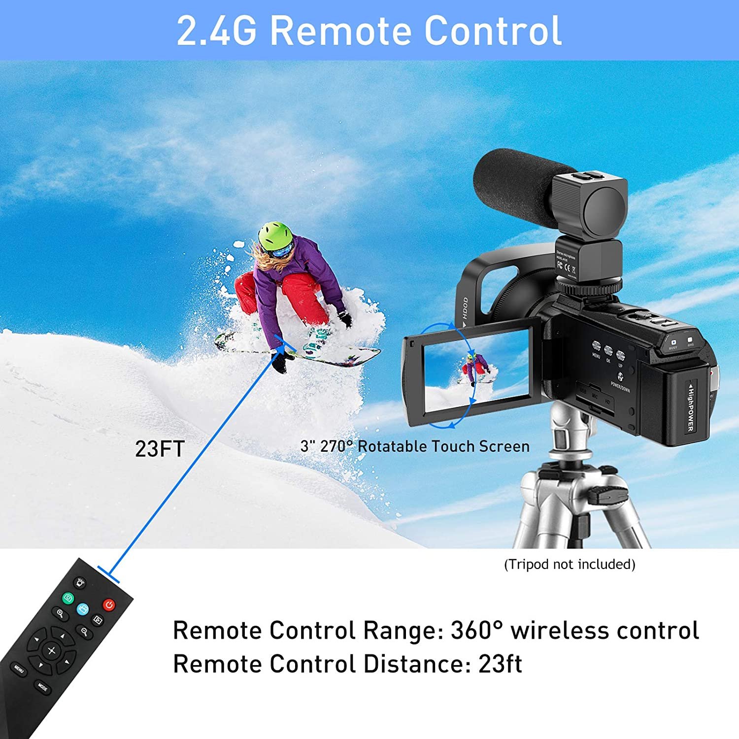 Video Camera 4K Camcorder Ultra HD 48MP Night Vision Vlogging Camera 16X Digital Zoom YouTube Camera Recorder