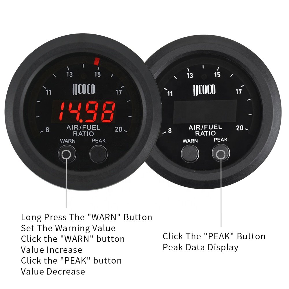 52mm Auto Air Fuel Ratio Gauge Indicator With O2 Oxygen Sensor 06J906262AA
