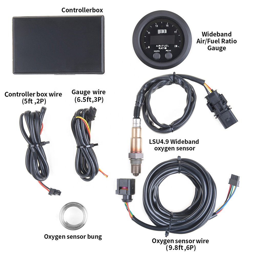 52mm Auto Air Fuel Ratio Gauge Indicator With O2 Oxygen Sensor 06J906262AA