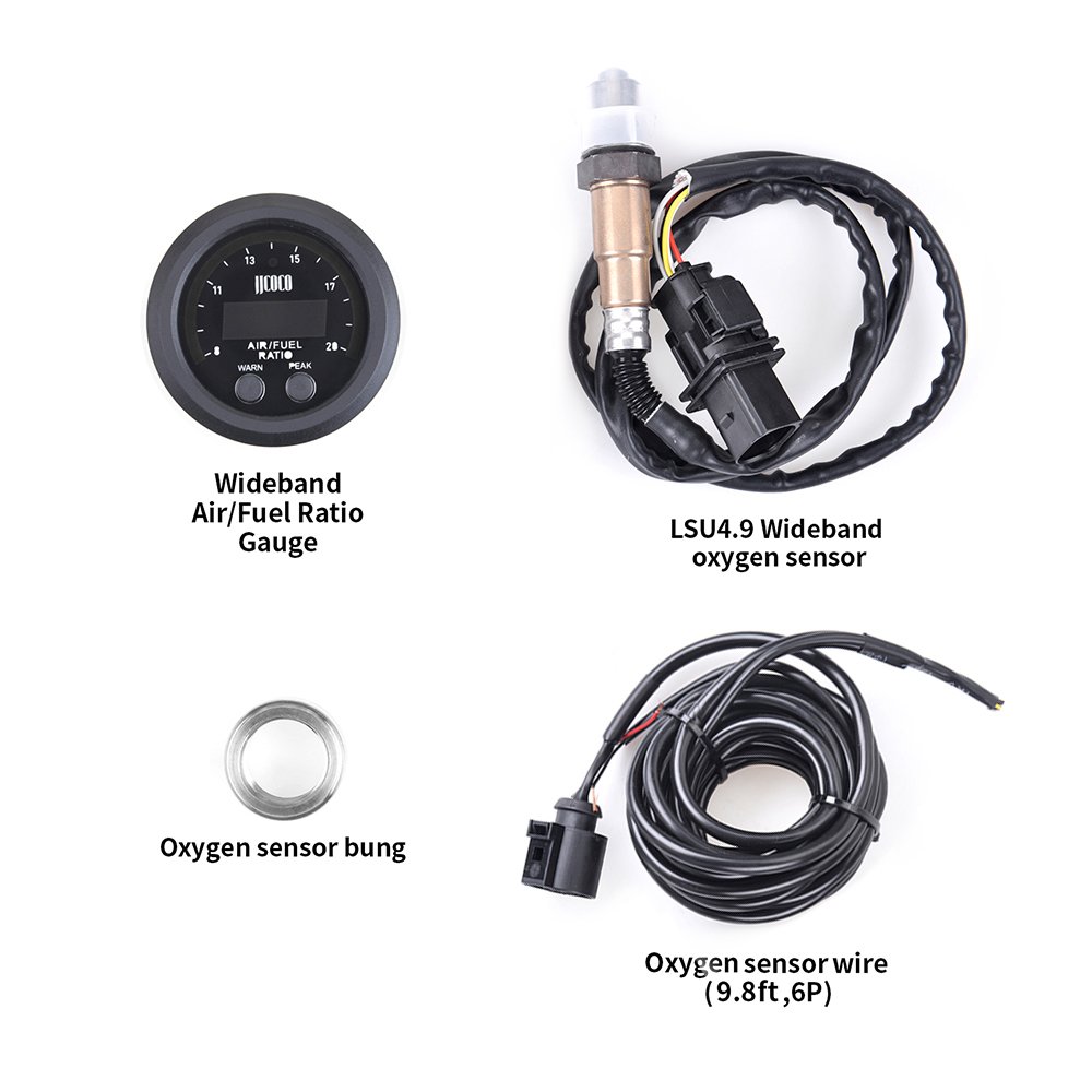Air Fuel Ratio Gauge Ultra-Thin Round 52MM S-Serie LED Digital Display with Wideband O2 Oxygen Sensor 12V