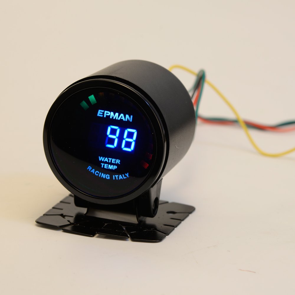 EPMAN Car Motor 2" 52mm Digital Smoked 20 LED Digital Water Temperature Temp Meter with Sensor bracket EP-GA50WAT