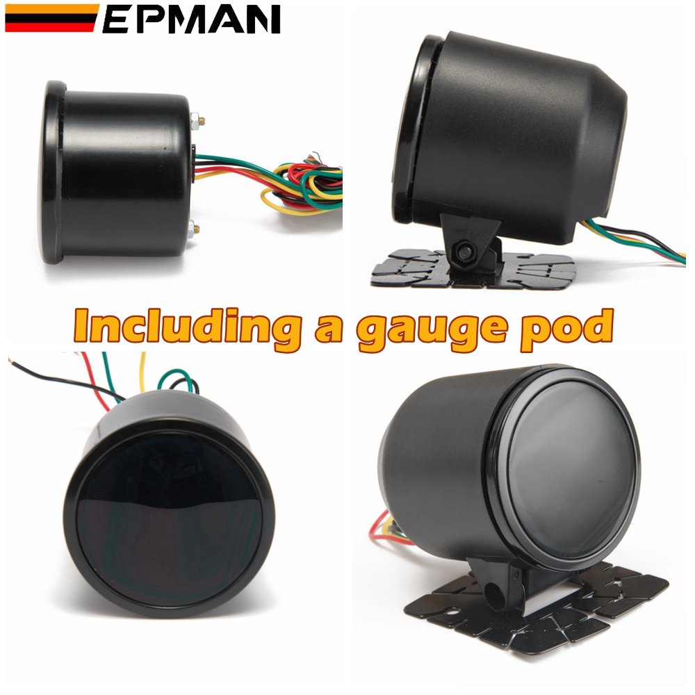 EPMAN Car Motor 2" 52mm Digital Smoked 20 LED Digital Water Temperature Temp Meter with Sensor bracket EP-GA50WAT