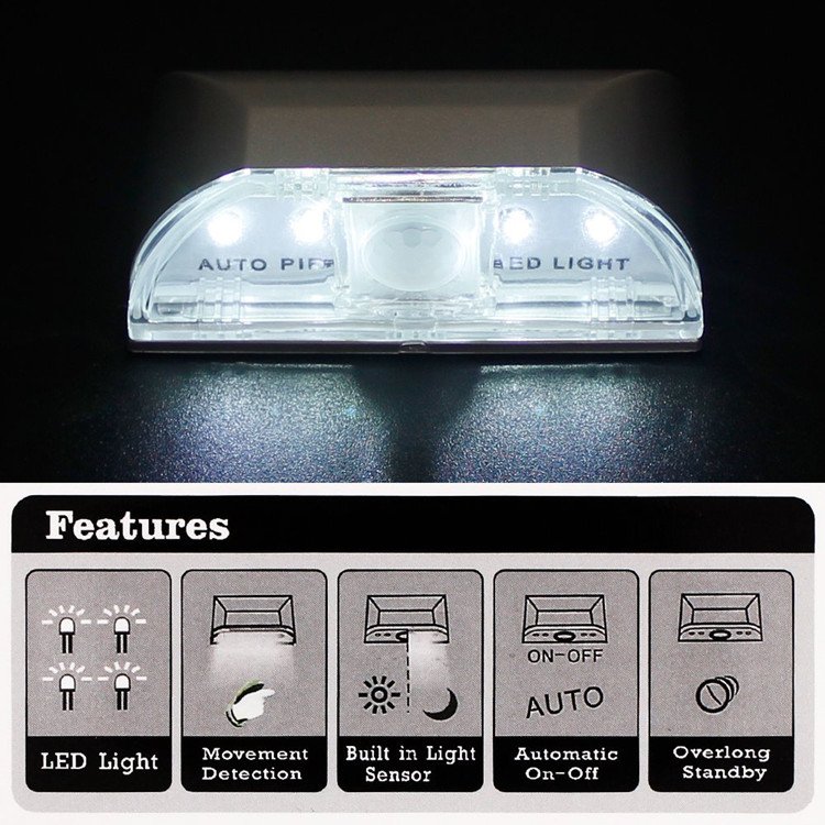 2 Pack 1*AA Battery Operated PIR Infrared Wireless Auto Sensor Motion Detector 4LED Door Keyhole Light for Key Hole/Door Lock