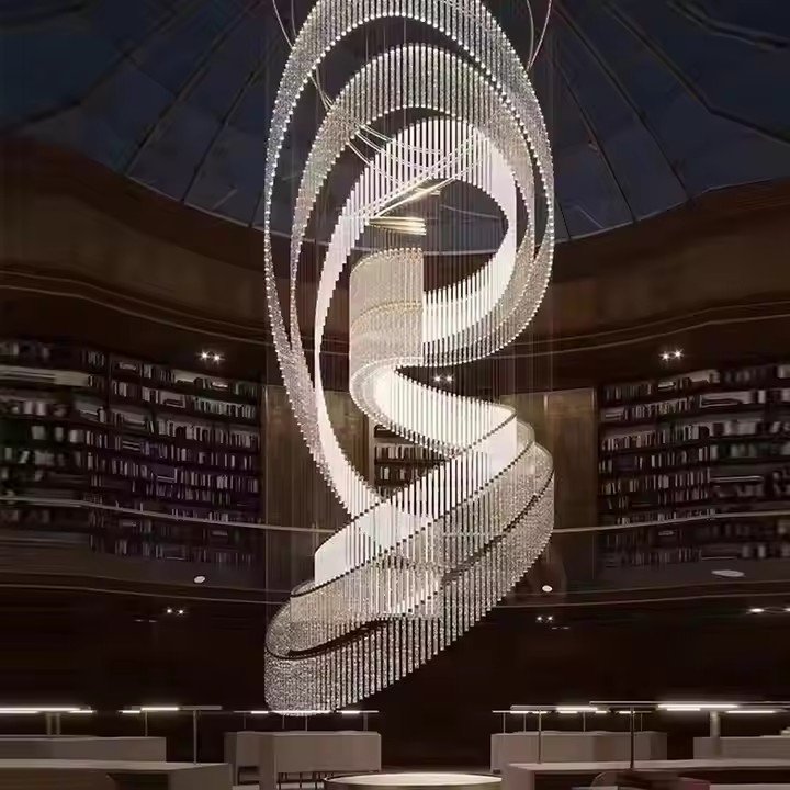 Rotating Stair Light Creative Design Modern Glass Chandeliers LED Nordic Home Dinning Living Room Decorative Lighting