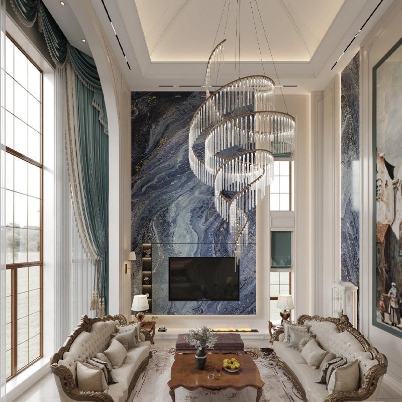 Rotating Stair Light Creative Design Modern Glass Chandeliers LED Nordic Home Dinning Living Room Decorative Lighting