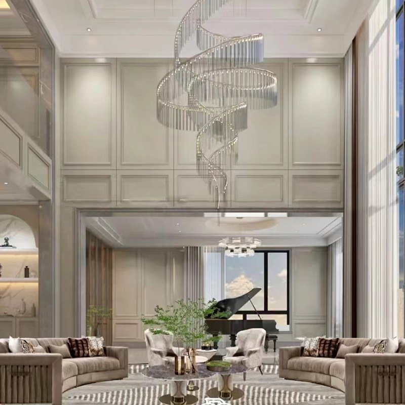 Rotating Stair Light Creative Design Modern Glass Chandeliers LED Nordic Home Dinning Living Room Decorative Lighting