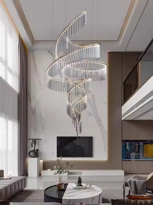 Rotating Stair Light Creative Design Modern Glass Chandeliers LED Nordic Home Dinning Living Room Decorative Lighting