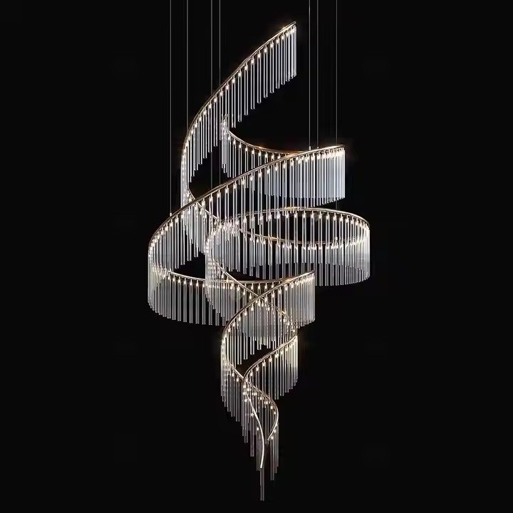 Rotating Stair Light Creative Design Modern Glass Chandeliers LED Nordic Home Dinning Living Room Decorative Lighting