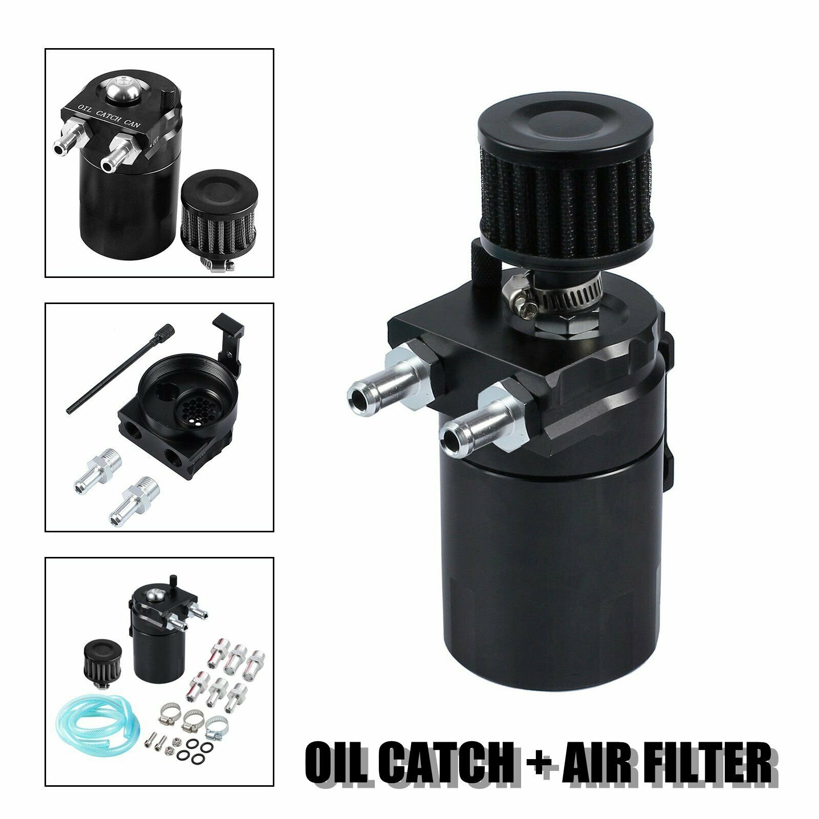 JIAX Car Auto Cylinder Aluminum Engine Oil Catch Reservoir Breather Tank Can Filter Oil Catch Can Kit 300ml