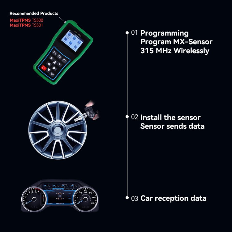 Programmable universal Tpms 315MHz 433MHz 2 in 1 TPMS sensor Solution Diagnostic Tool tpms universal For Benz Bmw Honda All Cars