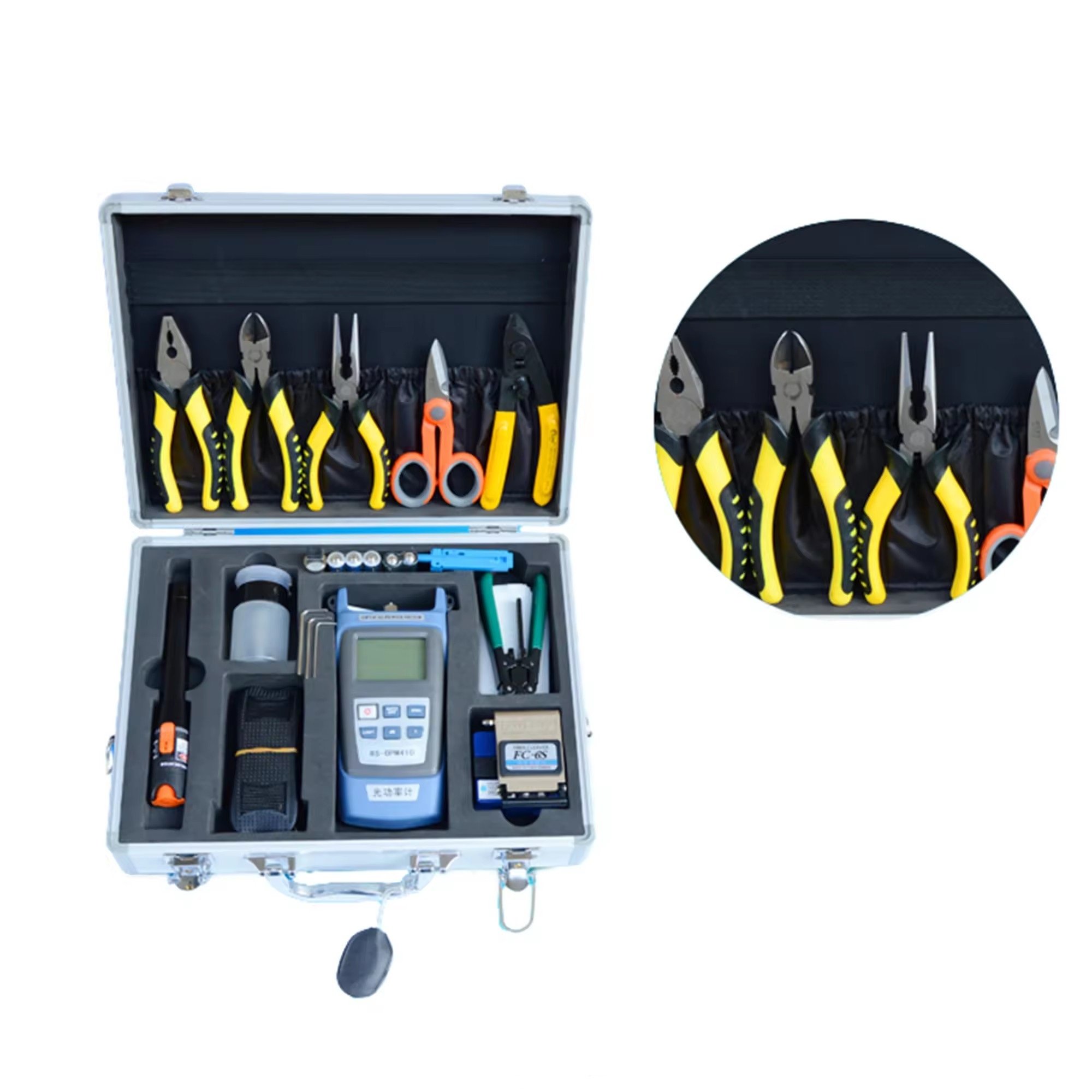 FTTH Component Fiber Optic Tool kits with FC-6S Stripper Fiber Optical Power Meter FTTH Tool Kits fiber tool box