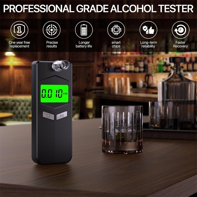 Portable Digital Alcohol Tester with 32-Time Memory High-Precision Alcohol Breathalyzer for Accurate Testing