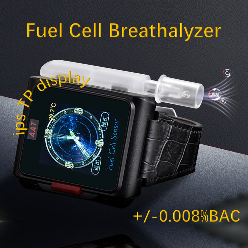 Color digital fuel cell breathalyzer alcohol tester smart watch with body temperature detect