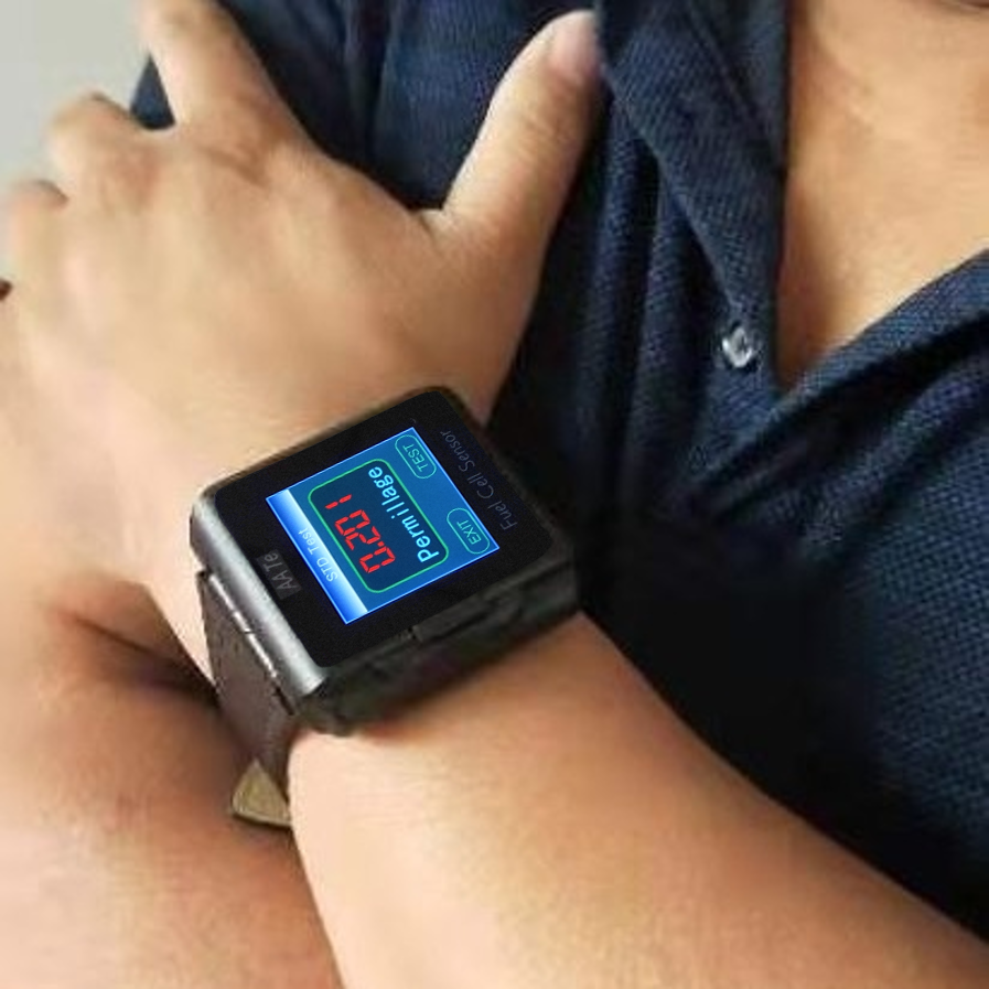 Color digital fuel cell breathalyzer alcohol tester smart watch with body temperature detect