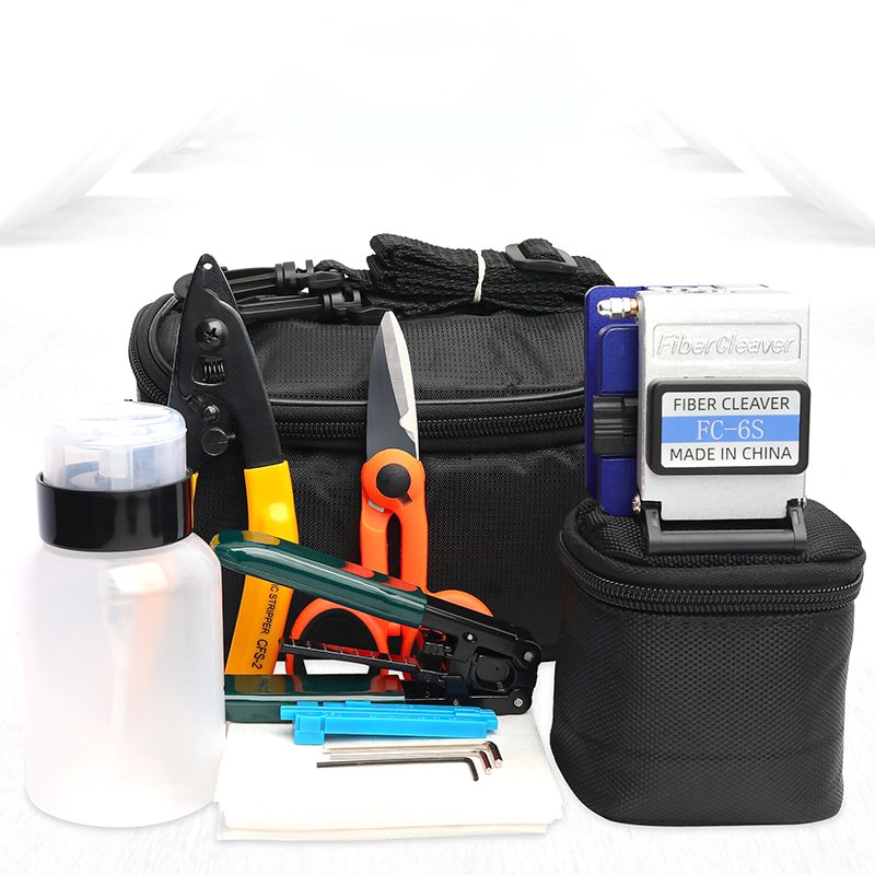 Wholesale FTTH Optical Fiber Fusion Tool Set Miller Fiber Stripping Pliers Kelaf Scissors Cutting Knife Used Connector Type FC