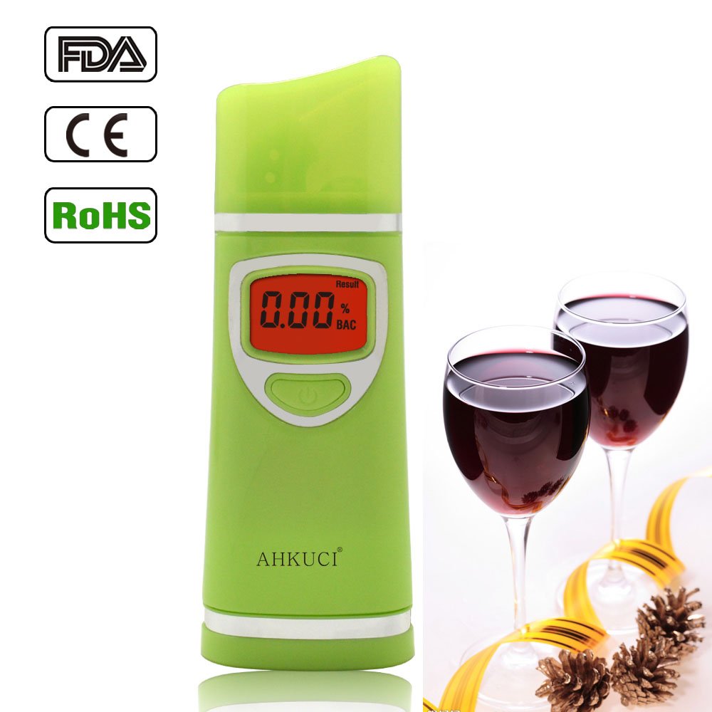 Alcohol breathalyser, Digital Alcohol Breath Tester Breathalyzer alcohol tester with Greenwon and AHKUCI Brand, AT-828, Green