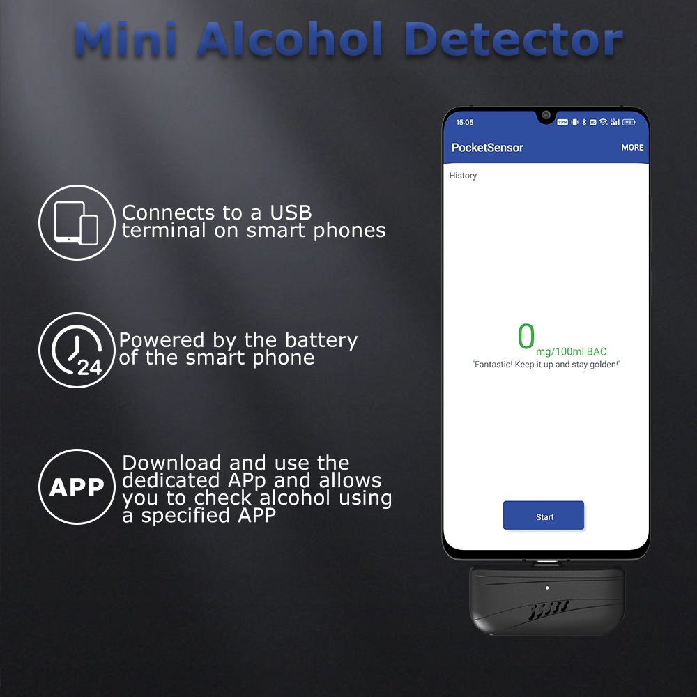 Factory OEM/ODM Portable Mini USB-C Digital Breathalyzer Alcohol Tester Gas Analyzer