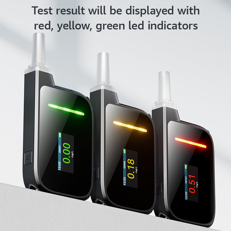 3 Color LCD alcotester Display Fest Detection Alcohol Tester Breathalyzer Detector keychain Mr. Black H2
