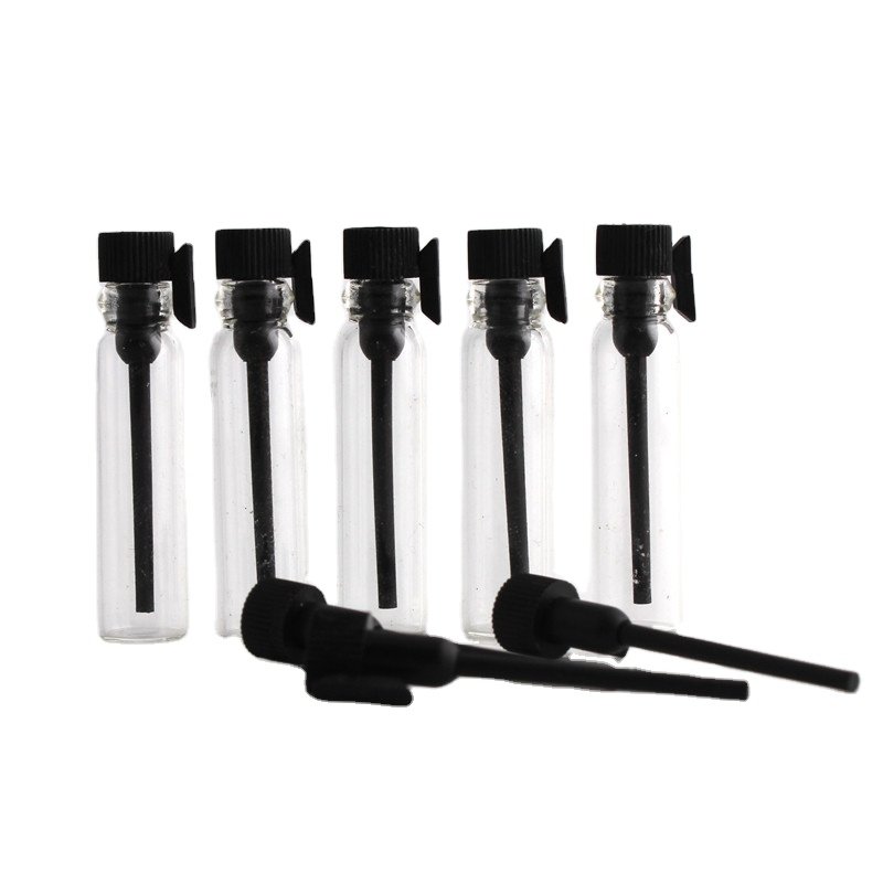 1ml 2ml Mini Clear Amber Perfume Tester Essential Oil Vial Cologne Fragrance Sample Glass Test Tube With Stopper
