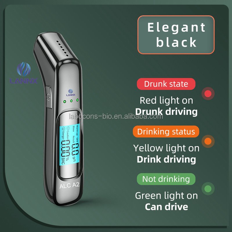 LANNX ALC A2 Fast shipping Portable alcohol detector handheld backlight digital breathalyzer analyzer Air Blowing Alcohol Tester