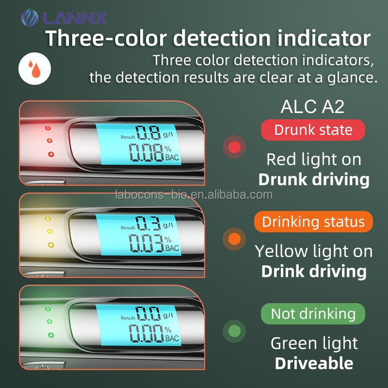 LANNX ALC A2 Fast shipping Portable alcohol detector handheld backlight digital breathalyzer analyzer Air Blowing Alcohol Tester