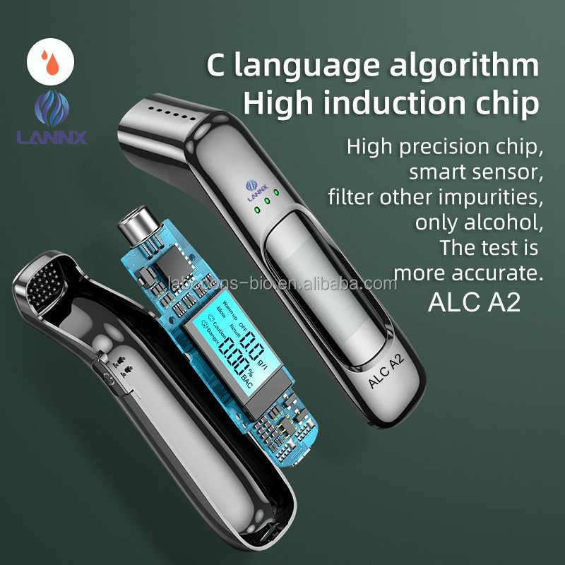 LANNX ALC A2 Fast shipping Portable alcohol detector handheld backlight digital breathalyzer analyzer Air Blowing Alcohol Tester